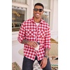 COOFANDY Men’s Flannel Plaid Shirts Long Sleeve Casual Button Down Shirt with Pockets(Red White)