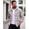 COOFANDY Men’s Flannel Shirts Casual Button Down Plaid Shirt Jacket Long Sleeve Fleece Shacket with Pockets(Dove Gray)