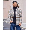 COOFANDY Men’s Flannel Shirts Casual Button Down Plaid Shirt Jacket Long Sleeve Fleece Shacket with Pockets(Dove Gray)