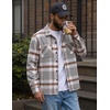 COOFANDY Men’s Flannel Shirts Casual Button Down Plaid Shirt Jacket Long Sleeve Fleece Shacket with Pockets(Dove Gray)
