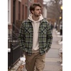 COOFANDY Men’s Flannel Shirts Casual Button Down Plaid Shirt Jacket Long Sleeve Fleece Shacket with Pockets(Light Green)