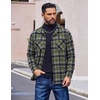 COOFANDY Men’s Flannel Shirts Casual Button Down Plaid Shirt Jacket Long Sleeve Fleece Shacket with Pockets(Light Green)