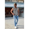 COOFANDY Mens Lightweight Sleeveless Flannel Shirt Button Up Plaid Shirts(Black)