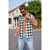 COOFANDY Mens Lightweight Sleeveless Flannel Shirt Button Up Plaid Shirts(Black)