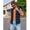 COOFANDY Mens Lightweight Sleeveless Flannel Shirt Button Up Plaid Shirts(Blue-1)