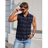 COOFANDY Mens Lightweight Sleeveless Flannel Shirt Button Up Plaid Shirts(Blue-1)