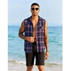 COOFANDY Mens Lightweight Sleeveless Flannel Shirt Button Up Plaid Shirts(Navy Blush)