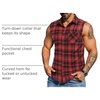 COOFANDY Mens Lightweight Sleeveless Flannel Shirt Button Up Plaid Shirts(Red)