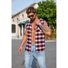 COOFANDY Mens Lightweight Sleeveless Flannel Shirt Button Up Plaid Shirts(Red-1)