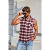 COOFANDY Mens Lightweight Sleeveless Flannel Shirt Button Up Plaid Shirts(Red-1)