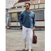 COOFANDY Mens Long Sleeve Tee Shirts Crew Neck Cotton T-Shirt Casual Shirts(Blue)