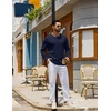 COOFANDY Mens Long Sleeve Tee Shirts Crew Neck Cotton T-Shirt Casual Shirts(Navy Blue)