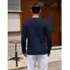 COOFANDY Mens Long Sleeve Tee Shirts Crew Neck Cotton T-Shirt Casual Shirts(Navy Blue)