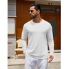 COOFANDY Mens Long Sleeve Tee Shirts Crew Neck Cotton T-Shirt Casual Shirts(White)