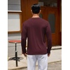 COOFANDY Mens Long Sleeve Tee Shirts Crew Neck Cotton T-Shirt Casual Shirts(Wine Red)