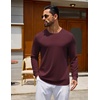 COOFANDY Mens Long Sleeve Tee Shirts Crew Neck Cotton T-Shirt Casual Shirts(Wine Red)