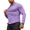 COOFANDY Men’s Muscle Fit Dress Shirts Wrinkle-Free Long Sleeve Casual Button Down Shirts(Lavender Purple)
