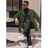 COOFANDY Mens Pea Coat Single Breasted Peacoat Winter Short Trench Coat(Army Green)
