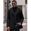 COOFANDY Mens Pea Coat Single Breasted Peacoat Winter Short Trench Coat(Black)