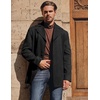COOFANDY Mens Pea Coat Single Breasted Peacoat Winter Short Trench Coat(Black)