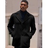 COOFANDY Mens Pea Coat Single Breasted Peacoat Winter Short Trench Coat(Black)