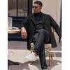 COOFANDY Mens Pea Coat Single Breasted Peacoat Winter Short Trench Coat(Black)