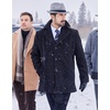 COOFANDY Mens Pea Coat Single Breasted Peacoat Winter Short Trench Coat(Black2)