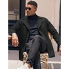 COOFANDY Mens Pea Coat Single Breasted Peacoat Winter Short Trench Coat(Black2)