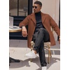 COOFANDY Mens Pea Coat Single Breasted Peacoat Winter Short Trench Coat(Brown)