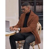 COOFANDY Mens Pea Coat Single Breasted Peacoat Winter Short Trench Coat(Brown)
