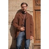 COOFANDY Mens Pea Coat Single Breasted Peacoat Winter Short Trench Coat(Brown)