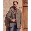 COOFANDY Mens Pea Coat Single Breasted Peacoat Winter Short Trench Coat(Brown Plaid)