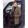 COOFANDY Mens Pea Coat Single Breasted Peacoat Winter Short Trench Coat(Brown Plaid)