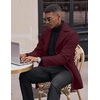 COOFANDY Mens Pea Coat Single Breasted Peacoat Winter Short Trench Coat(Burgundy Red)