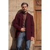 COOFANDY Mens Pea Coat Single Breasted Peacoat Winter Short Trench Coat(Burgundy Red)
