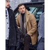 COOFANDY Mens Pea Coat Single Breasted Peacoat Winter Short Trench Coat(Camel)