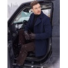 COOFANDY Mens Pea Coat Single Breasted Peacoat Winter Short Trench Coat(Dark Blue)