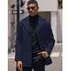 COOFANDY Mens Pea Coat Single Breasted Peacoat Winter Short Trench Coat(Dark Blue)