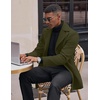 COOFANDY Mens Pea Coat Single Breasted Peacoat Winter Short Trench Coat(Olive Green)