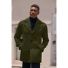 COOFANDY Mens Pea Coat Single Breasted Peacoat Winter Short Trench Coat(Olive Green)