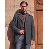COOFANDY Mens Pea Coat Single Breasted Peacoat Winter Short Trench Coat(Plaid Black)