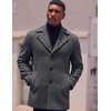 COOFANDY Mens Pea Coat Single Breasted Peacoat Winter Short Trench Coat(Plaid Black)