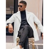 COOFANDY Mens Pea Coat Single Breasted Peacoat Winter Short Trench Coat(White)