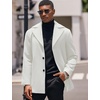 COOFANDY Mens Pea Coat Single Breasted Peacoat Winter Short Trench Coat(White)