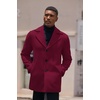 COOFANDY Mens Pea Coat Single Breasted Peacoat Winter Short Trench Coat(Wine Red)