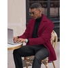 COOFANDY Mens Pea Coat Single Breasted Peacoat Winter Short Trench Coat(Wine Red)