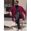 COOFANDY Mens Pea Coat Single Breasted Peacoat Winter Short Trench Coat(Wine Red)