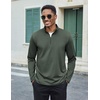 COOFANDY Mens Quarter Zip Pullover Long Sleeve Golf Shirt Fleece Sweatshirt(Army Green)