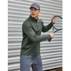 COOFANDY Mens Quarter Zip Pullover Long Sleeve Golf Shirt Fleece Sweatshirt(Army Green)