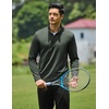 COOFANDY Mens Quarter Zip Pullover Long Sleeve Golf Shirt Fleece Sweatshirt(Army Green)